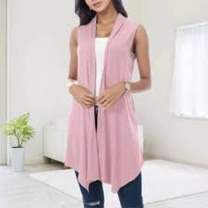Blush duster vest w open front resort vacay beach boho vibe